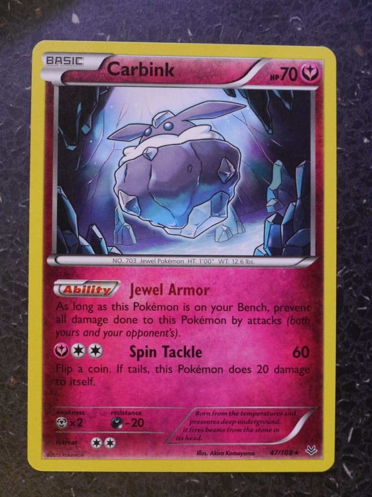 Pokemon Cards: CARBINK 47/108 RARE # 7B71