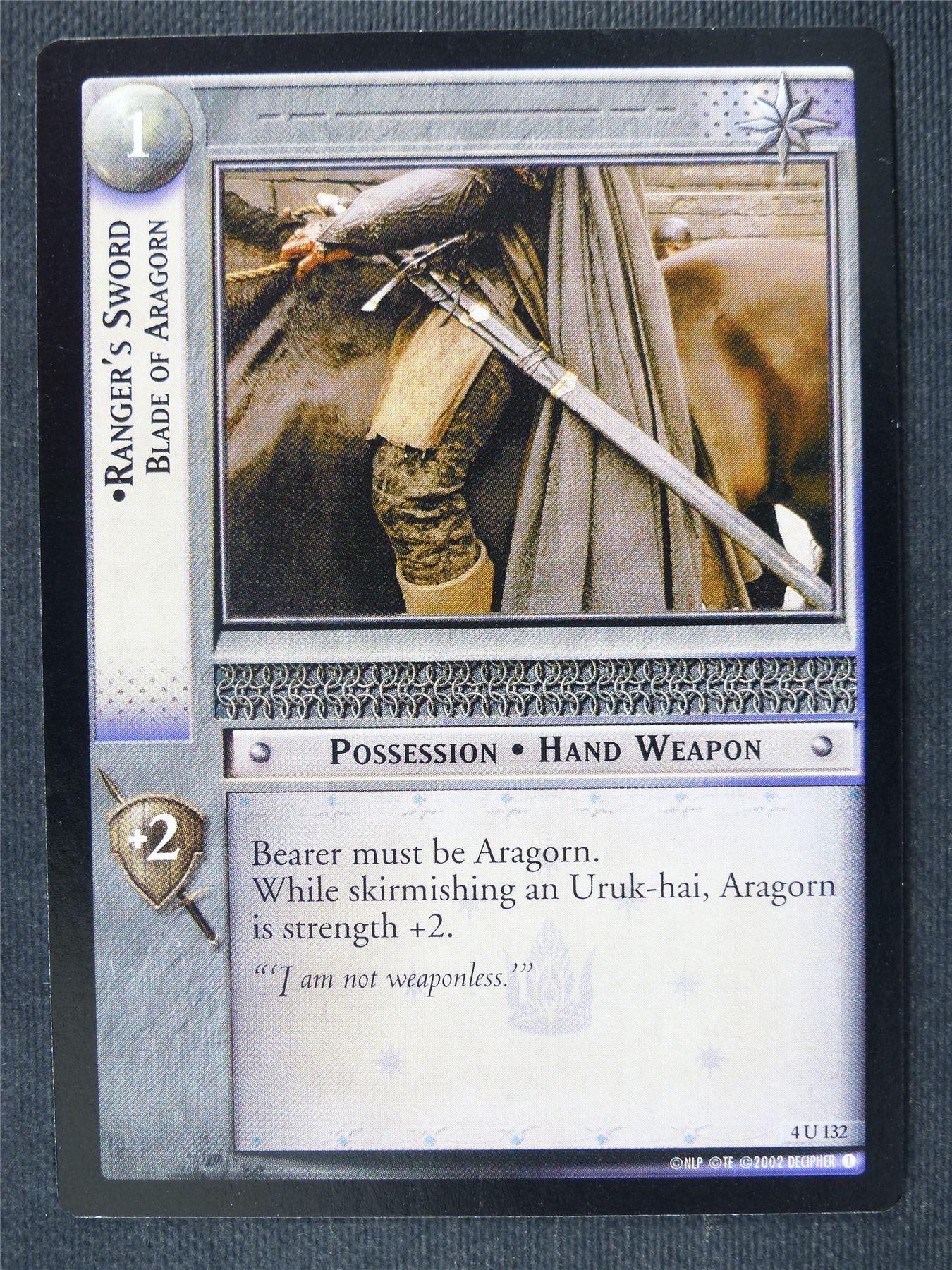 Ranger's Sword Blade of Aragorn 4 U 132 - LotR Cards #3IX