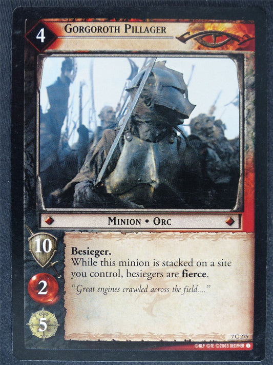 Gorgoroth Pillager 7 C 275 - played - LotR Cards #ZA