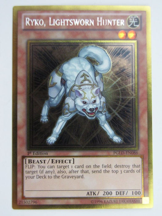 Yugioh Played Cards: RYKO, LIGHTSWORN HUNTER PGLD GOLD RARE # 29H62