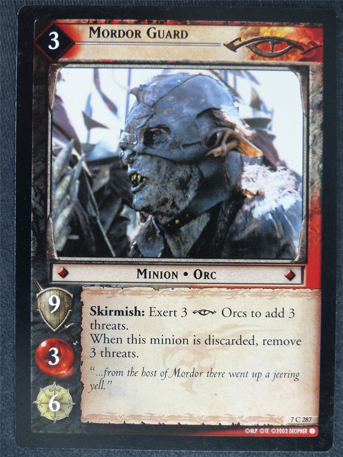 Mordor Guard 7 C 287 - played - LotR Cards #YK