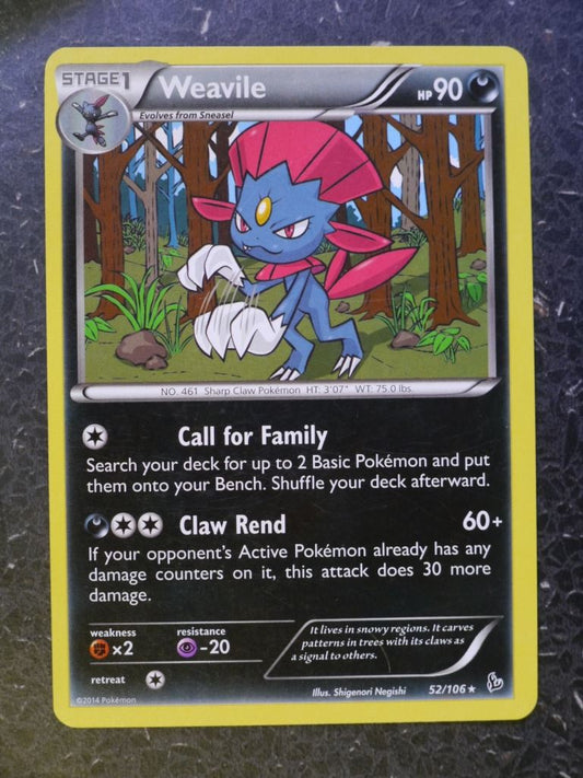 Pokemon Cards: WEAVILE 52/106 RARE # 6A15