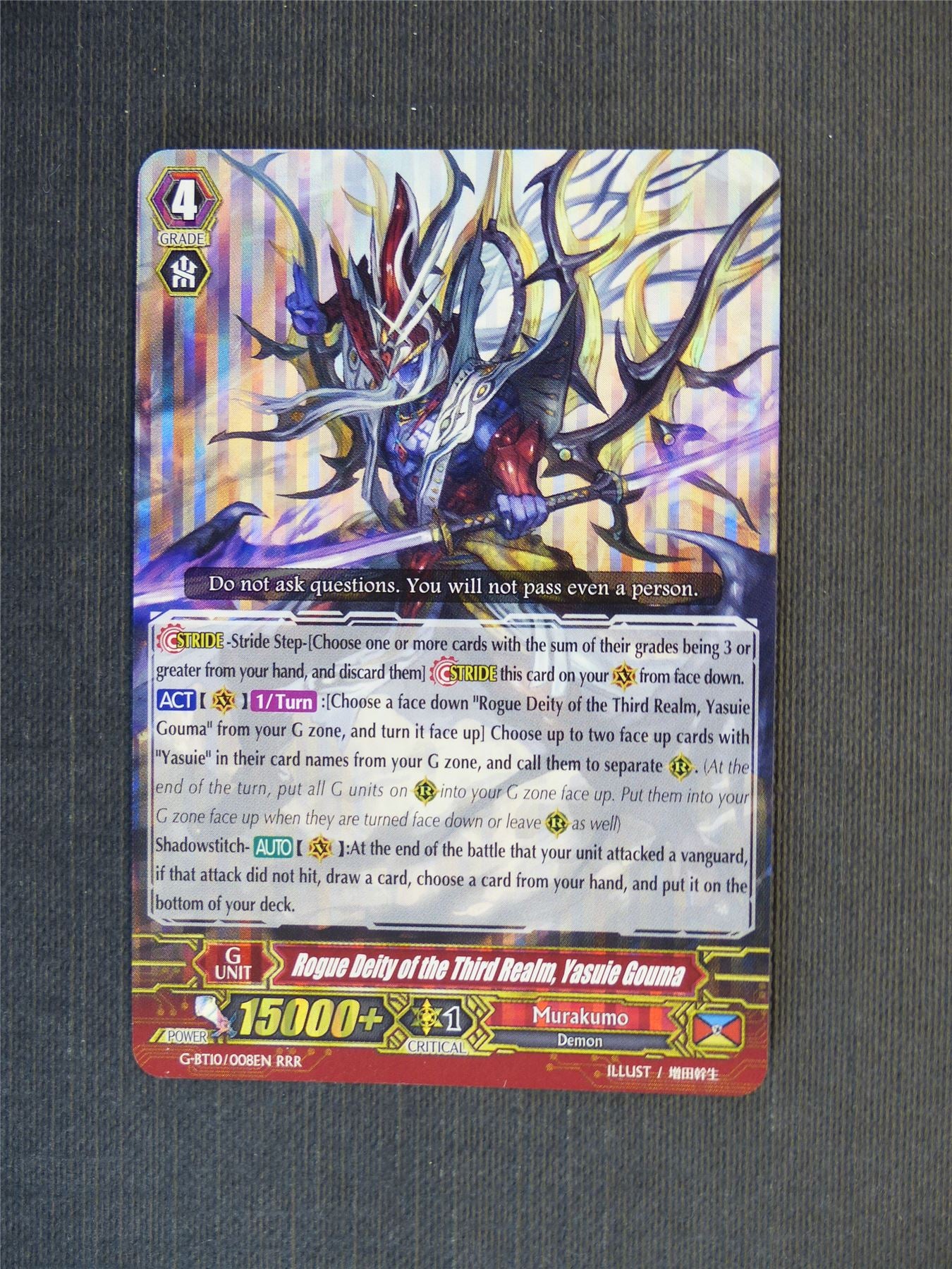 Rogue Deity of the Third Realm Yasuie Gouma G-BT10 RRR - Vangurd Cards #4XF
