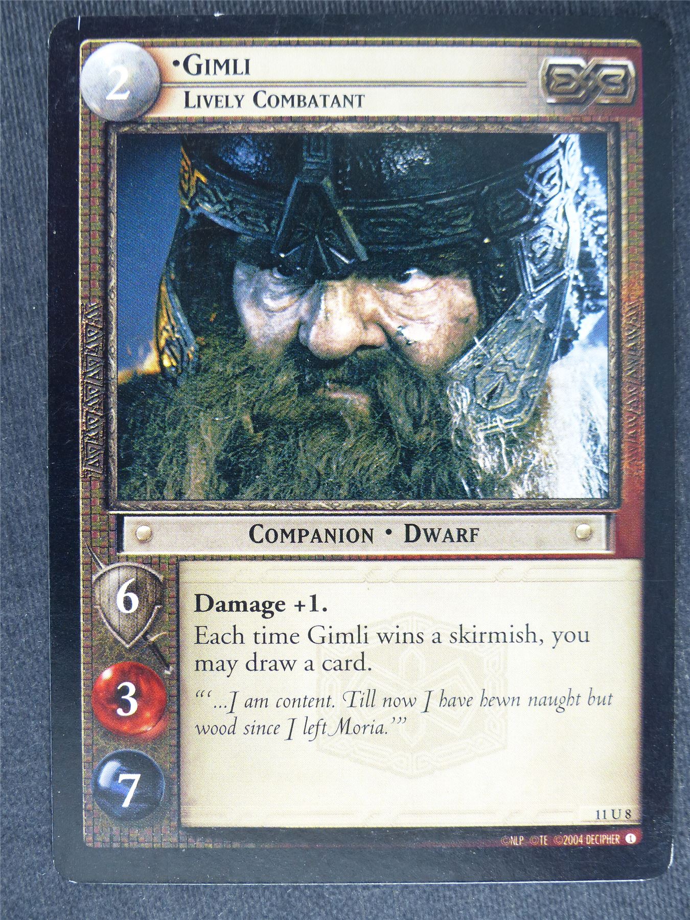 Gimli 11 U 8 - played - LotR Cards #TL