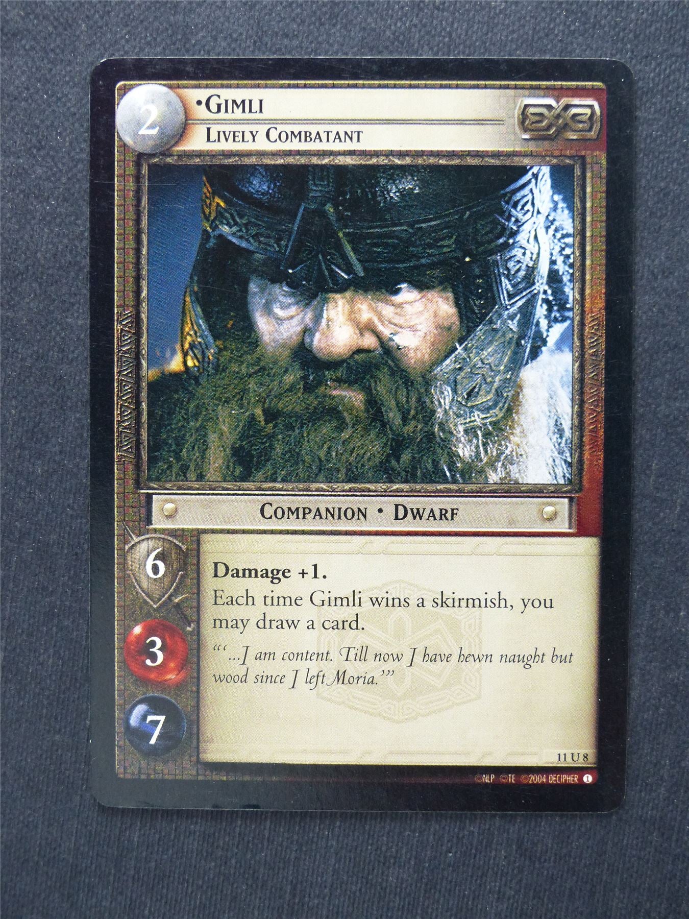 Gimli 11 U 8 - LotR Cards #26